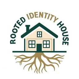 Rooted Identity House logo — a house with roots